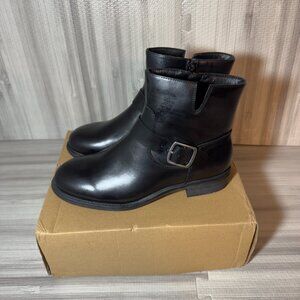 Frye and Co. Women's Cormac Moto Stacked Heel Cushioned Buckle Combat Boots